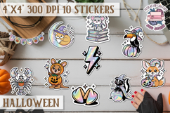 Halloween sticker Kawaii PNG pastel holographic foil Product Image 1