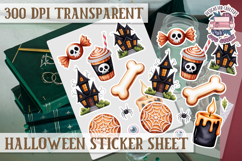 Halloween sticker sheet Creepy Scrapbook PNG Funny Skulls Product Image 1