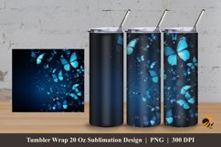Blues Butterfly Tumbler Wrap Sublimation Design 3 Product Image 1