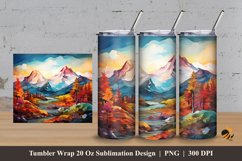 Ink Mountain Tumbler Wrap Sublimation Design 3 Product Image 1