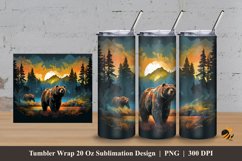 Wild Bear Tumbler Wrap Sublimation Design 3 Product Image 1