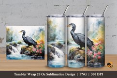 Double Crested Cormorant Tumbler Wrap Sublimation Design 3 Product Image 1