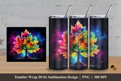 Colorful Maple Tree Tumbler Wrap Sublimation Design 3 Product Image 1