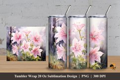 Amaryllis Flower Tumbler Wrap Sublimation Design 3 Product Image 1