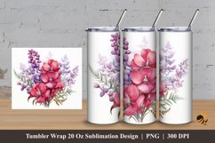 Red Bougainvillea Tumbler Wrap Sublimation Design 3 Product Image 1