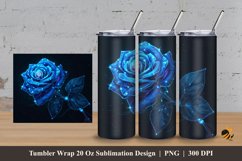 Fantasy Blue Rose Tumbler Wrap Sublimation Design 3 Product Image 1