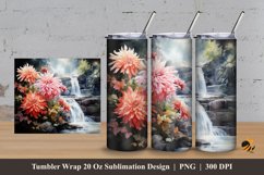 Flowers in the River Tumbler Wrap Sublimation Design 3 Product Image 1
