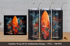 Surfing Board Tumbler Wrap Sublimation Design 3 Product Image 1
