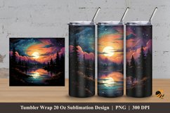 Colorful Lake Tumbler Wrap Sublimation Design 3 Product Image 1