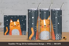 Orange Cat Tumbler Wrap Sublimation Design 3 Product Image 1