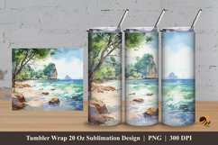 Beautiful Beach Tumbler Wrap Sublimation Design 3 Product Image 1