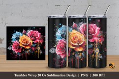 Grafitti Spray Rose Tumbler Wrap Sublimation Design 3 Product Image 1
