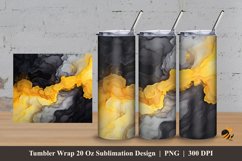 Black Yellow Marble Tumbler Wrap Sublimation Design 3 Product Image 1