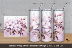 Jasmine Flower Tumbler Wrap Sublimation Design 3 Product Image 1