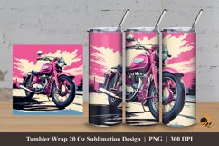 Pink Motobike Tumbler Wrap Sublimation Design 3 Product Image 1