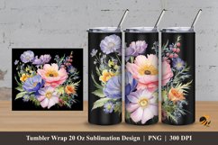 Black Background Tumbler Wrap Sublimation Design 3 Product Image 1