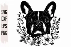 French Bulldog Svg, Dog Svg, Pattern, Floral Svg Product Image 2