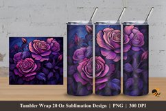 Dark Purple Rose Tumbler Wrap Sublimation Design 3 Product Image 1