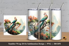 Long Tiled Birds Tumbler Wrap Sublimation Design 3 Product Image 1