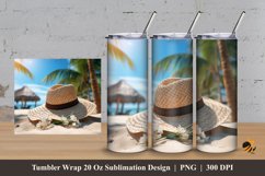 Beach Hat Tumbler Wrap Sublimation Design 3 Product Image 1