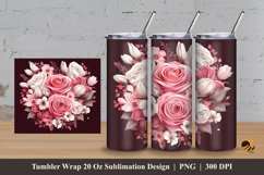 Pink Queen Rose Tumbler Wrap Sublimation Design 3 Product Image 1