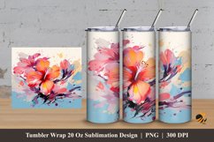 Flower Painting Tumbler Wrap Sublimation Design 3 Product Image 1