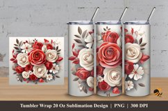Classic Floral Bouquet Tumbler Wrap Sublimation Design 3 Product Image 1