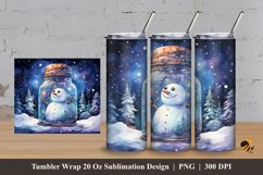 Cute Snowman And Jar Tumbler Wrap Sublimation Design 3 Product Image 1