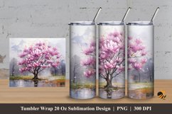 Magnolia Spring Tumbler Wrap Sublimation Design 3 Product Image 1