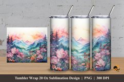 Mountain View Tumbler Wrap Sublimation Design 3 Product Image 1