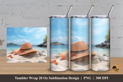 Realistic Beach Hat Tumbler Wrap Sublimation Design 3 Product Image 1