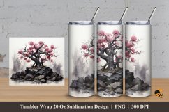 Hill Rose Tree Tumbler Wrap Sublimation Design 3 Product Image 1