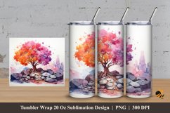 Tree Art Tumbler Wrap Sublimation Design 3 Product Image 1