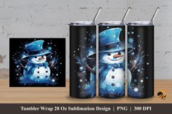 Blue Winter Snowman Tumbler Wrap Sublimation Design 3 Product Image 1