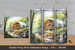 Forest House Tumbler Wrap Sublimation Design 3 Product Image 1