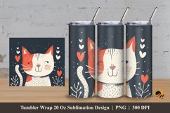 Happy Cat Tumbler Wrap Sublimation Design 3 Product Image 1