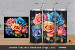 Multicolor Blossom Rose Tumbler Wrap Sublimation Design 3 Product Image 1