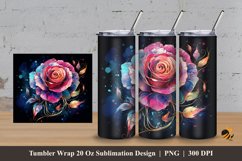 Nebula Rose Tumbler Wrap Sublimation Design 3 Product Image 1