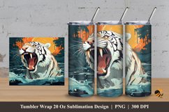 White Tiger in The River Tumbler Wrap Sublimation Design 3 Product Image 1