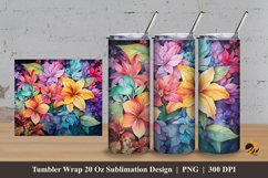 Colorful Flowers Tumbler Wrap Sublimation Design 3 Product Image 1