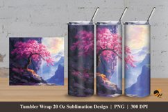 Sakura Tree Tumbler Wrap Sublimation Design 3 Product Image 1