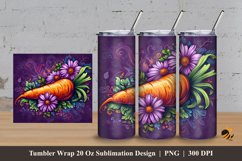 Carrot And Flower Tumbler Wrap Sublimation Design 3 Product Image 1