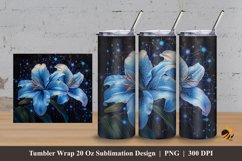 Blue Lilies Tumbler Wrap Sublimation Design 3 Product Image 1