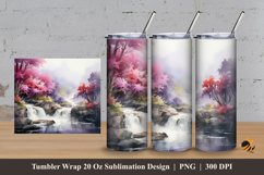 Beautiful Waterfall Tumbler Wrap Sublimation Design 3 Product Image 1