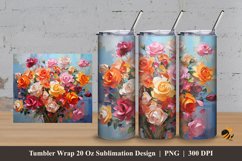 Ribbon Flowers Tumbler Wrap Sublimation Design 3 Product Image 1