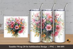 Valentine's Flowers Tumbler Wrap Sublimation Design 3 Product Image 1