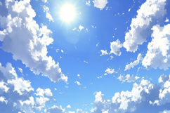 Blue Cloudy Sky and Sun Background Wallpaper Product Image 1