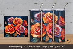 Blooming Spray Rose Tumbler Wrap Sublimation Design 3 Product Image 1