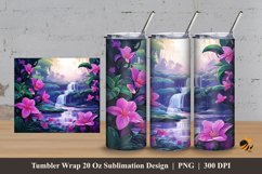 Stunning Waterfalls Tumbler Wrap Sublimation Design 3 Product Image 1