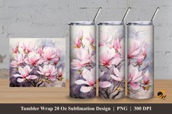 Painting Magnolia Tumbler Wrap Sublimation Design 3 Product Image 1